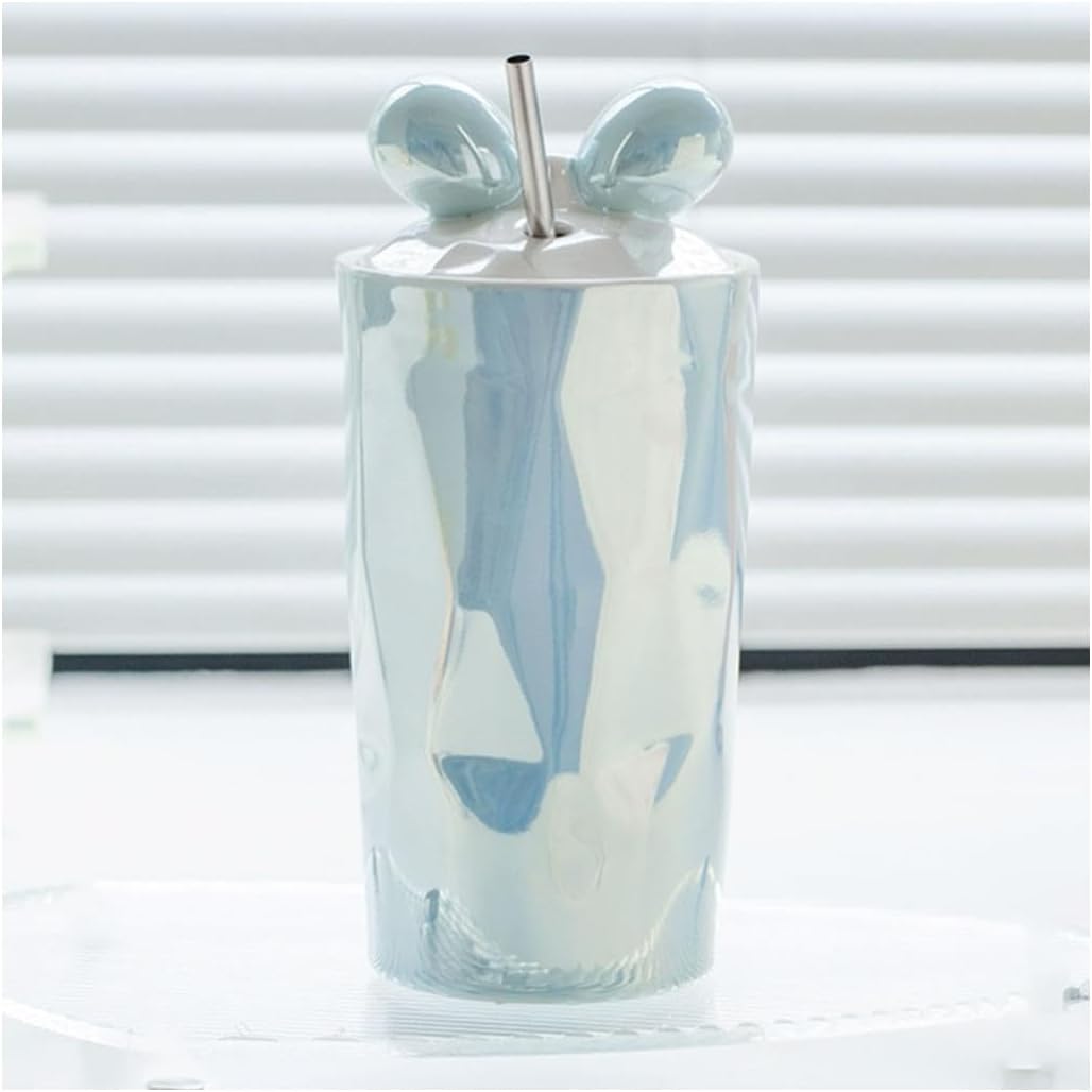 Taza Esencia Celeste | Cerámica Perlada con Lazo – Una Tacita Linda